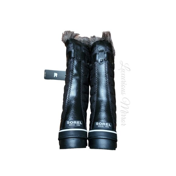 Sorel Tofino II Faux Fur Waterproof Lace Up Lined Boots Sz 8 Black Stone Women - Picture 6 of 9